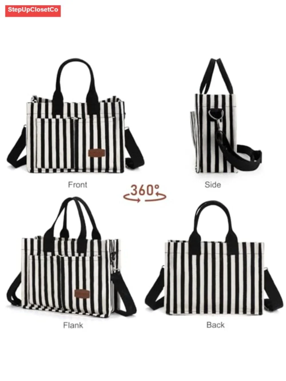 Women Canvas Tote Bag with Multiple Pockets, Work & Bible Study Handbag